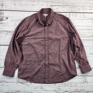 Ash & Erie Mens XL Standard Heather Burgundy Maroon Long Sleeve Button Down